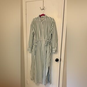 Universal Thread Green and White Striped Long Sleeve Dress